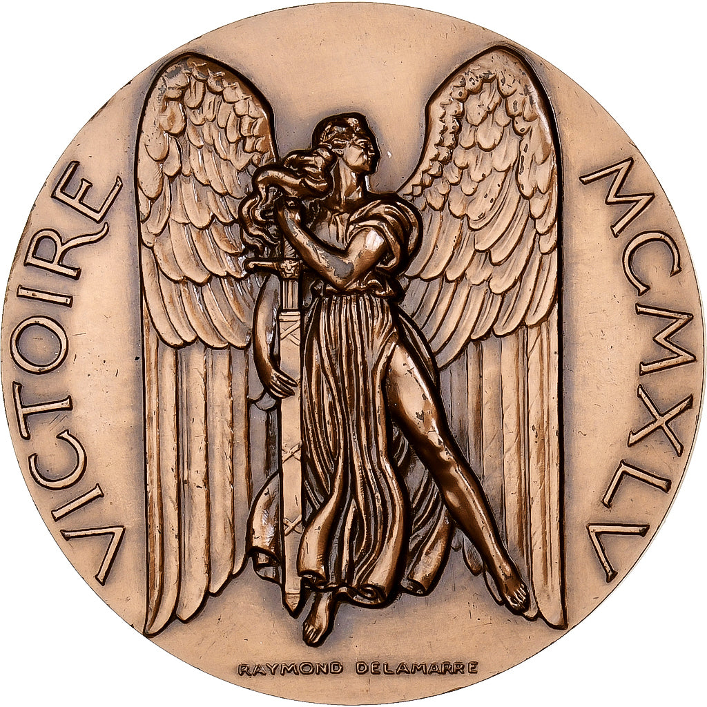France, Medal, Victoire de 1945, 1970, Bronze, Delamarre, MS(63)