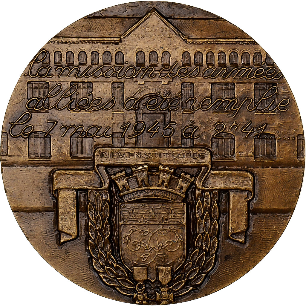 France, Medal, Libération de Reims, 1945, Bronze, Simon, AU(55-58)