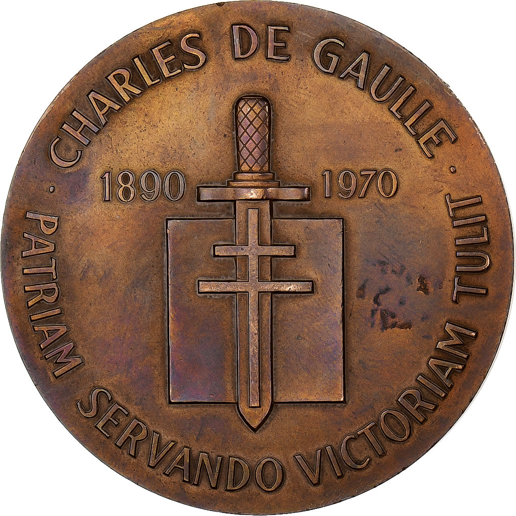 Francja, medal, De Gaulle, Patriam Servando Victoriam Tvlit, 1970, Brązowy