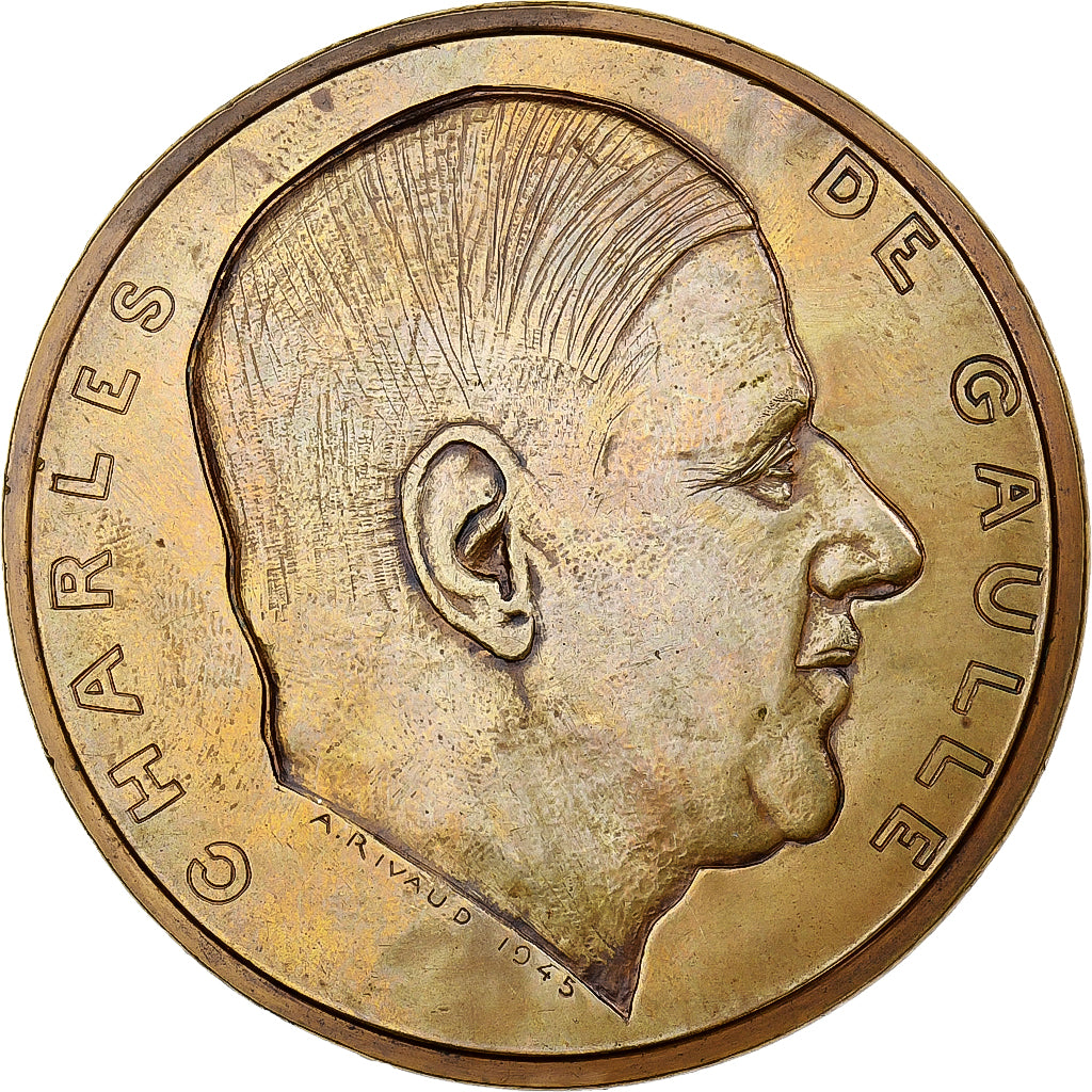 Francia, medalla, Charles De Gaulle, Arc de Triomphe, 1944, Bronce, Rivaud, EBC