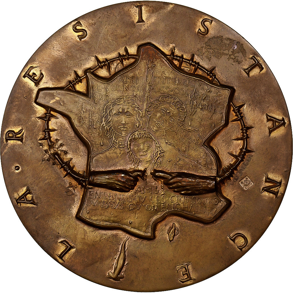 Francja, medal, La Résistance, Brązowy, De Jaeger, AU(50-53)