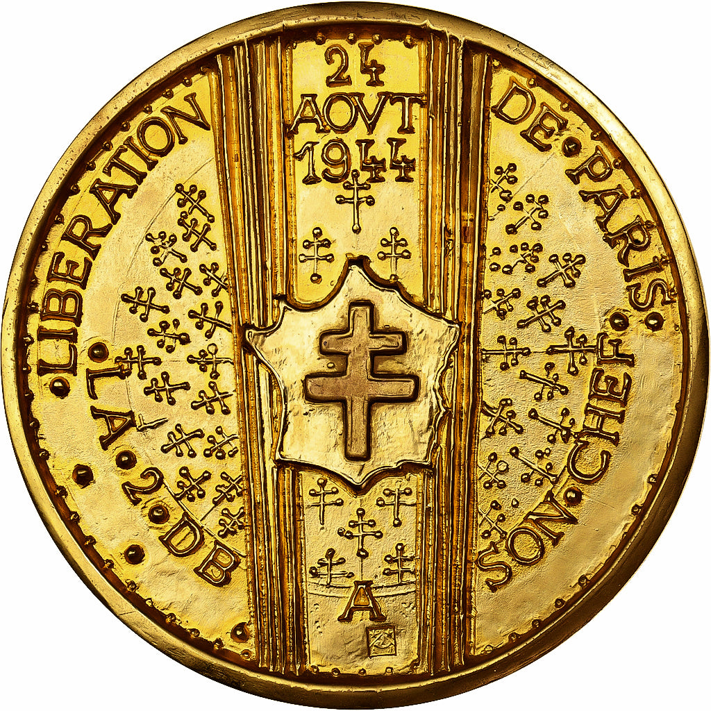 France, Medal, Libération de Paris, Général Leclerc de Hauteclocque, Gilt