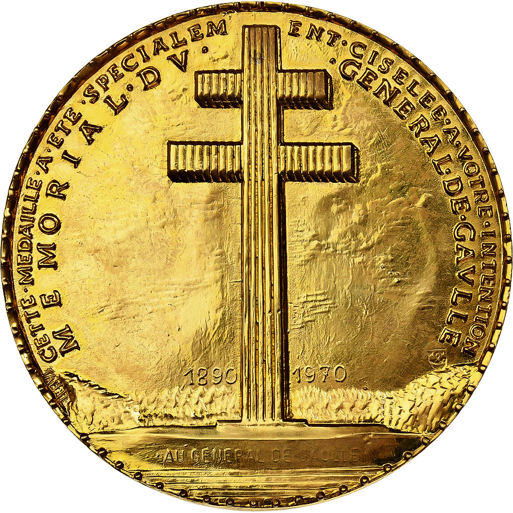 France, Medal, Mémorial du Général de Gaulle, Gilt Bronze, De Jaeger, MS(64)