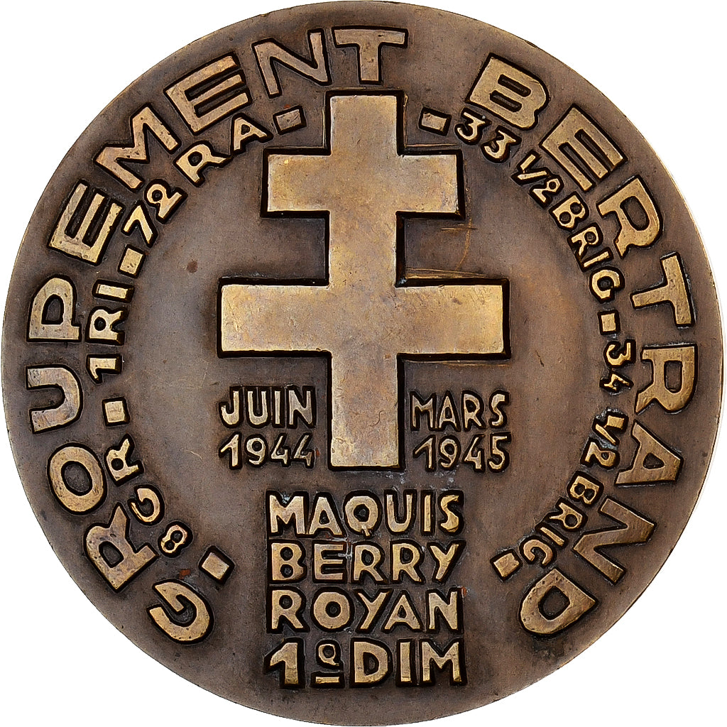 France, Médaille, Résistance, Groupement Bertrand, 1945, Bronze, SUP