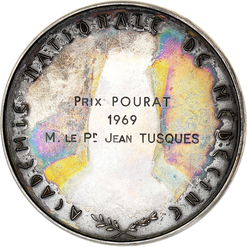 France, Medal, Académie Nationale de Médecine, Silvered bronze, Baron