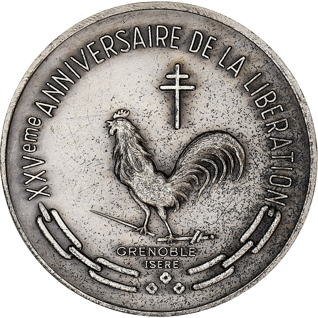 Francia, medalla, XXVème Anniversaire de la Libération, 1970, Plata, Bourgoin