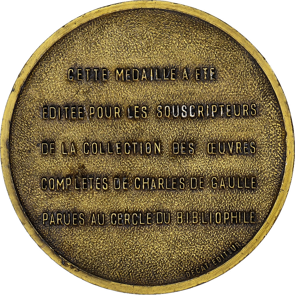 France, Médaille, Charles de Gaulle, Cercle Bibliophile, Bronze, Decat, TTB