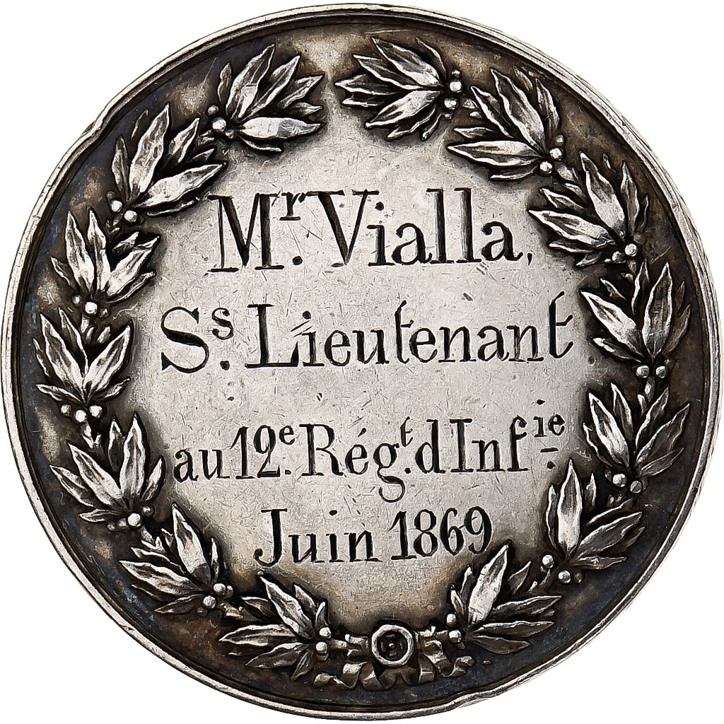 Francia, medalla, Mr Vialla, Sous-Lieutenant au 12ème Régiment d'Infanterie