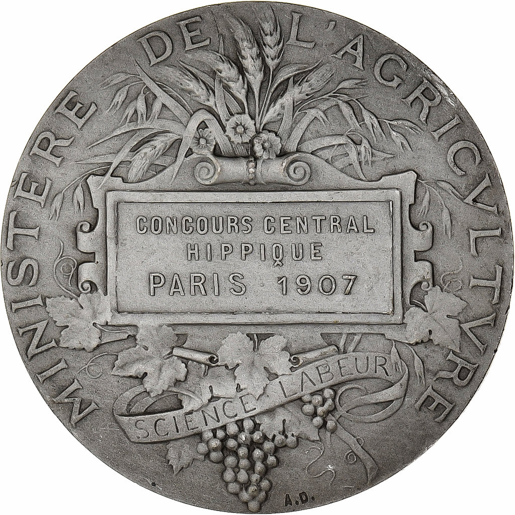 Francia, medaglia, Agriculture, Concours Hippique, Paris, 1907, Argento