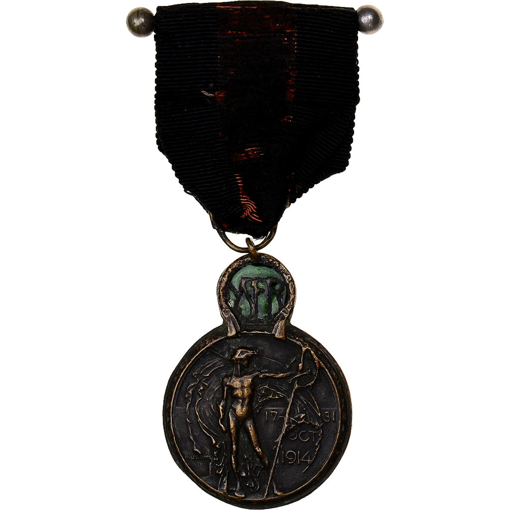 Bélgica, Bataille de l'Yser, medalha, 1914, Qualidade Excelente, Vloors