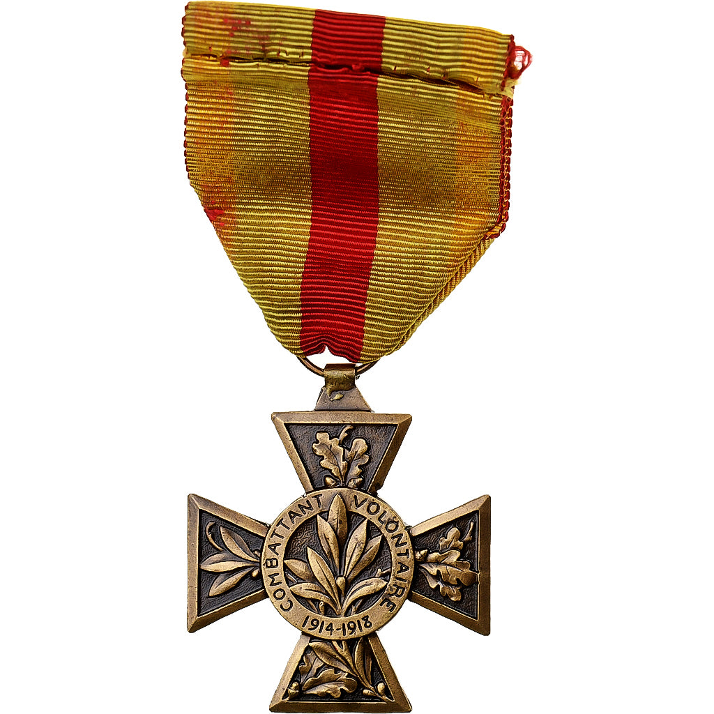 France, Croix du Combattant Volontaire, WAR, Medal, 1914-1918, Excellent