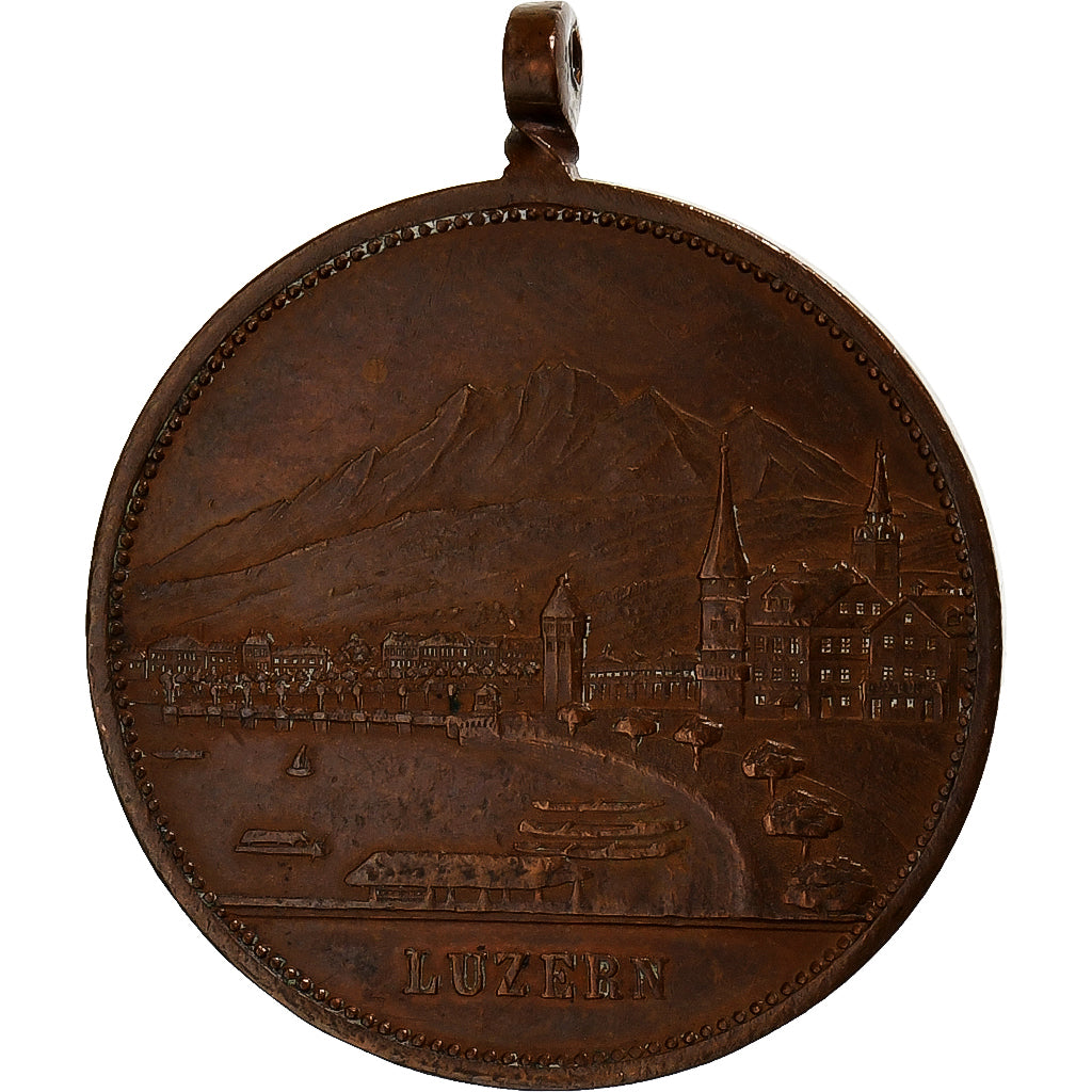 Switzerland, Luzern Turnfest, Medal, 1888, Excellent Quality, Copper, 33