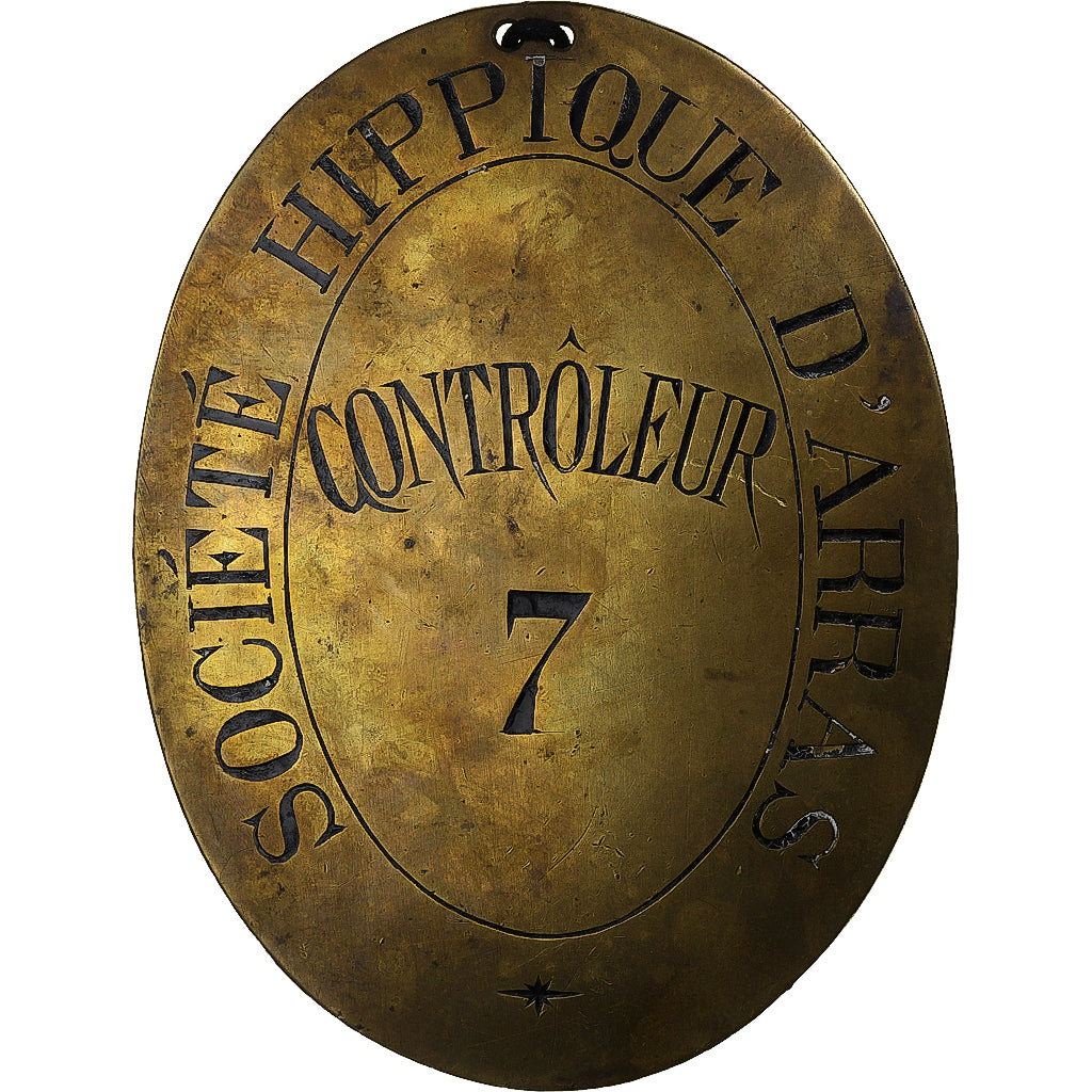 France, Plaque, Société Hippique d'Arras, Contrôleur 7, Brass, EF(40-45)