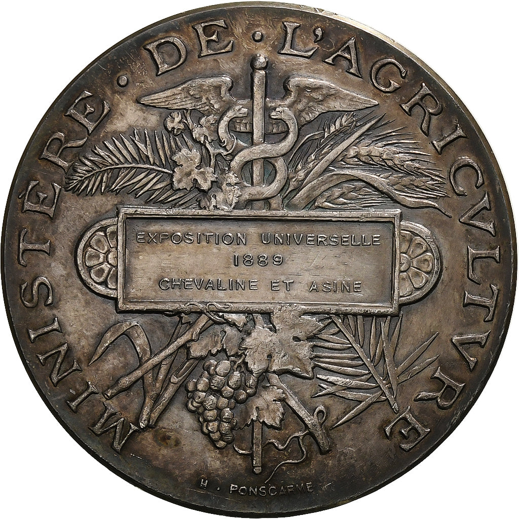 France, Medal, Exposition Universelle, Chevaline et Asine, 1889, Silver