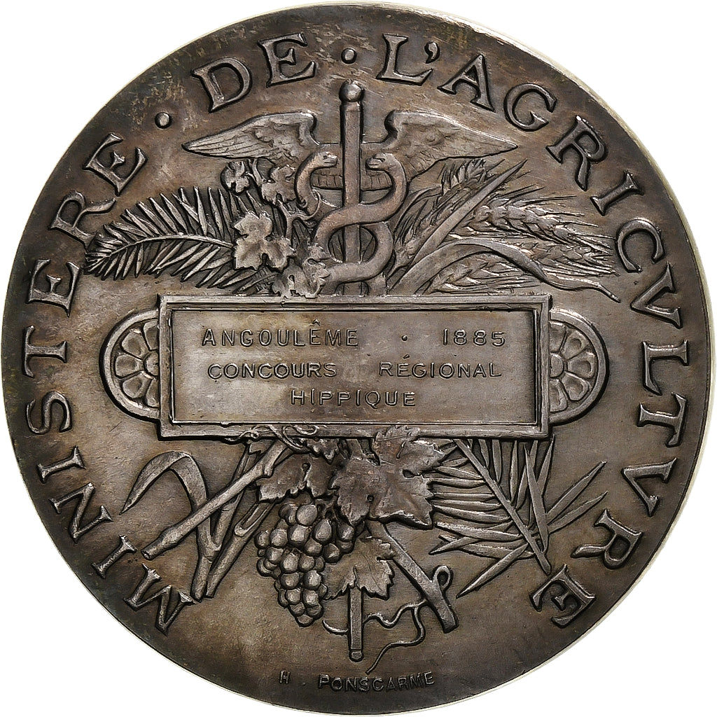 France, Medal, Concours Régional Hippique d'Angoulême, 1885, Silver