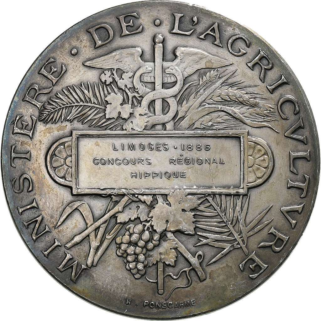 Francia, medalla, Concours Régional Hippique de Limoges, 1886, Plata