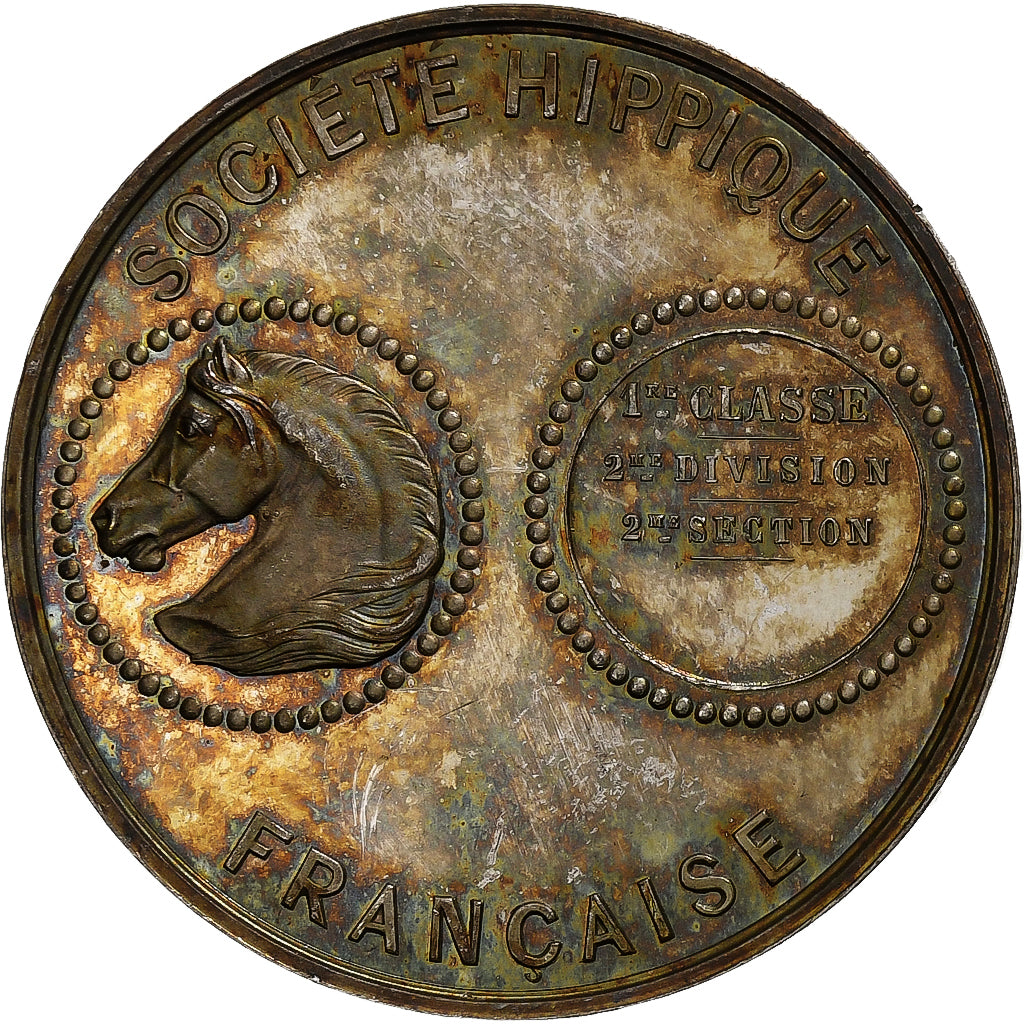 Frankrijk, Medaille, Société Hippique Française, Nantes, 1875, Zilver, UNC-