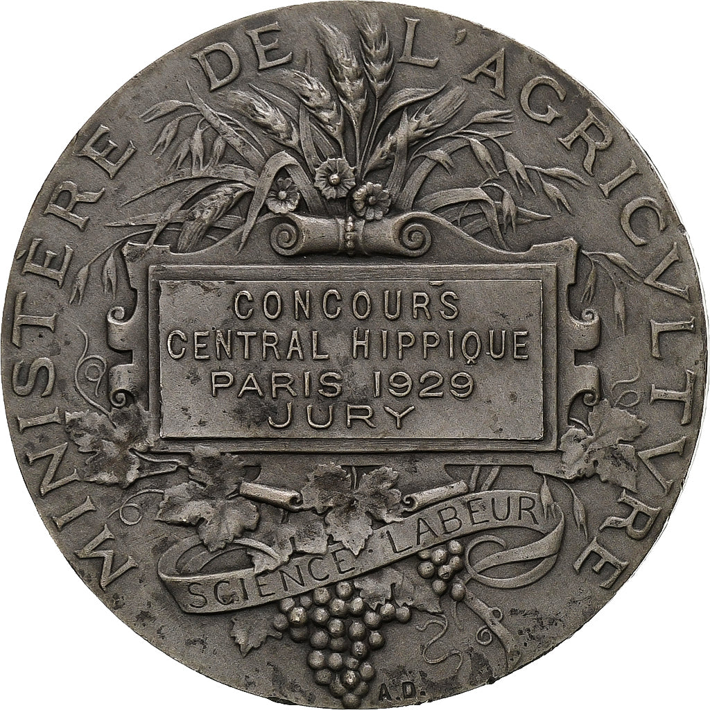 France, Medal, Concours Central Hippique de Paris, 1929, Silver, V. Peter