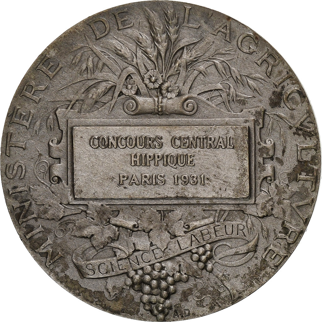 France, Medal, Concours Central Hippique de Paris, 1931, Silver, V. Peter