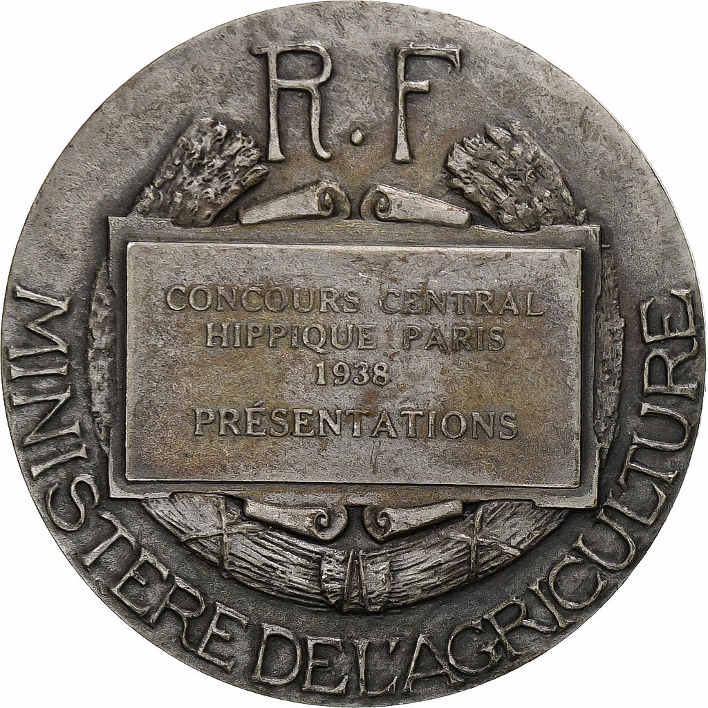 France, Medal, Concours Central Hippique de Paris, 1938, Silver, Bouchard
