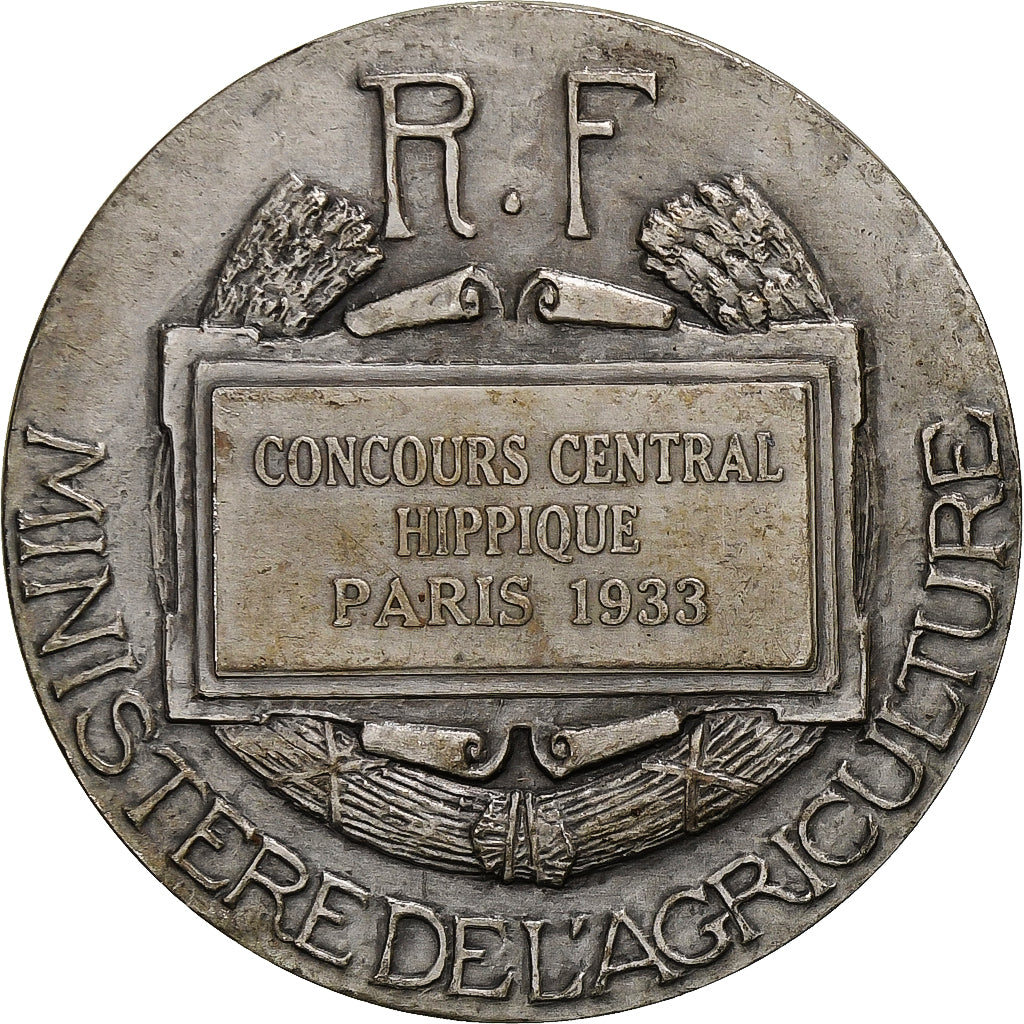 France, Medal, Concours Central Hippique de Paris, 1933, Silver, Bouchard