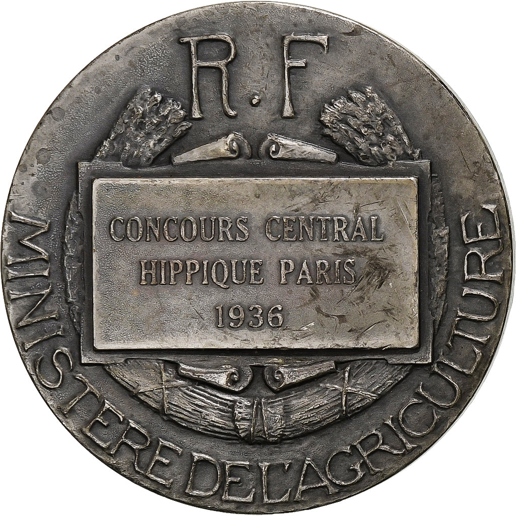 France, Medal, Concours Central Hippique de Paris, 1936, Silver, Bouchard
