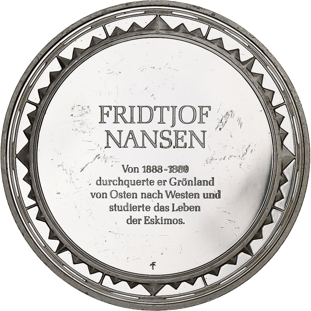 Duitsland, Medaille, Les Grands Explorateurs, Fritjof Nansen, Zilver, ZF+