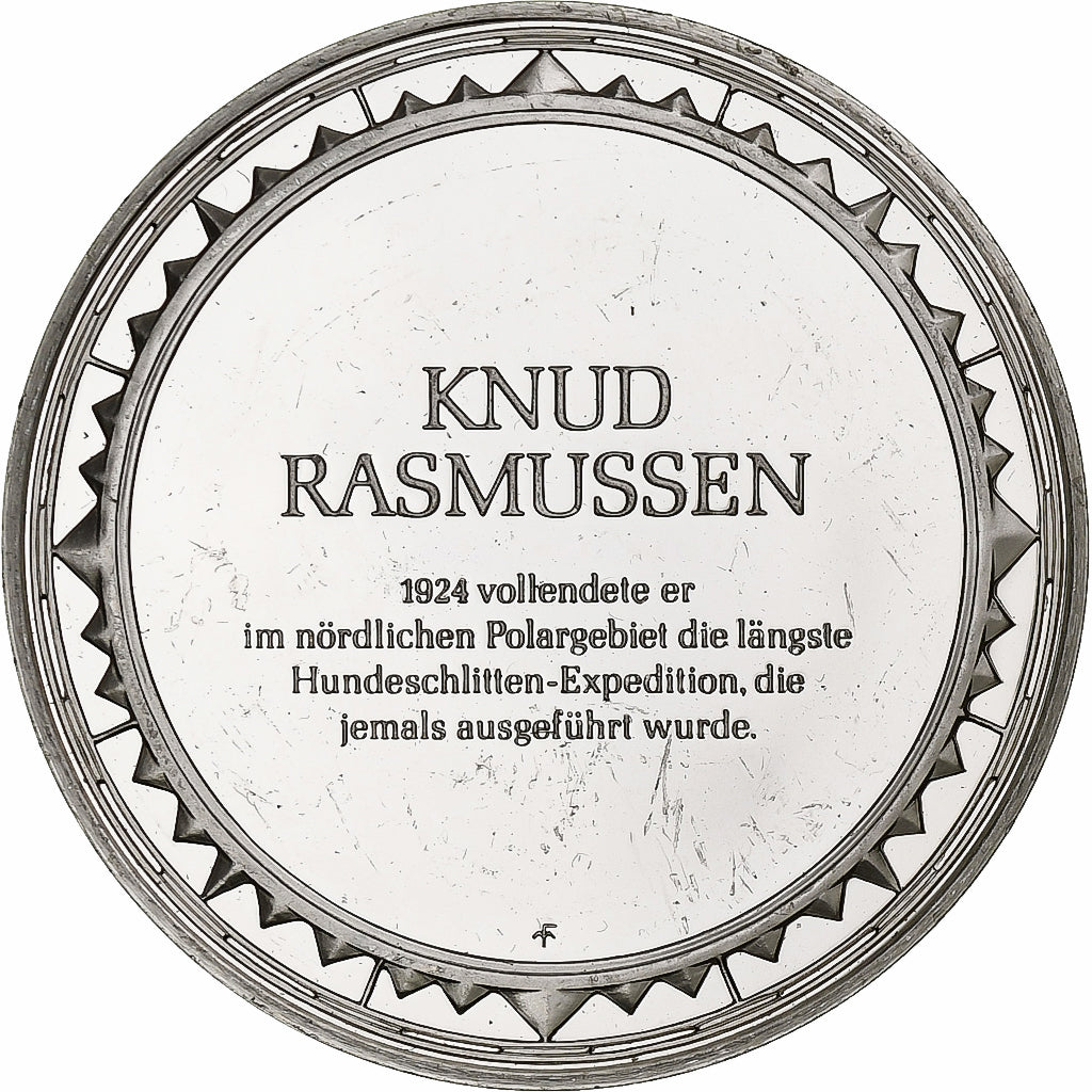 Allemagne, Médaille, Les Grands Explorateurs, Knud Rasmussen, Argent, TTB+