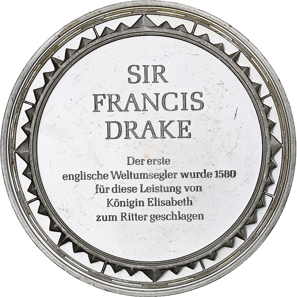 Allemagne, Médaille, Les Grands Explorateurs, Sir Francis Drake, Argent, TTB+