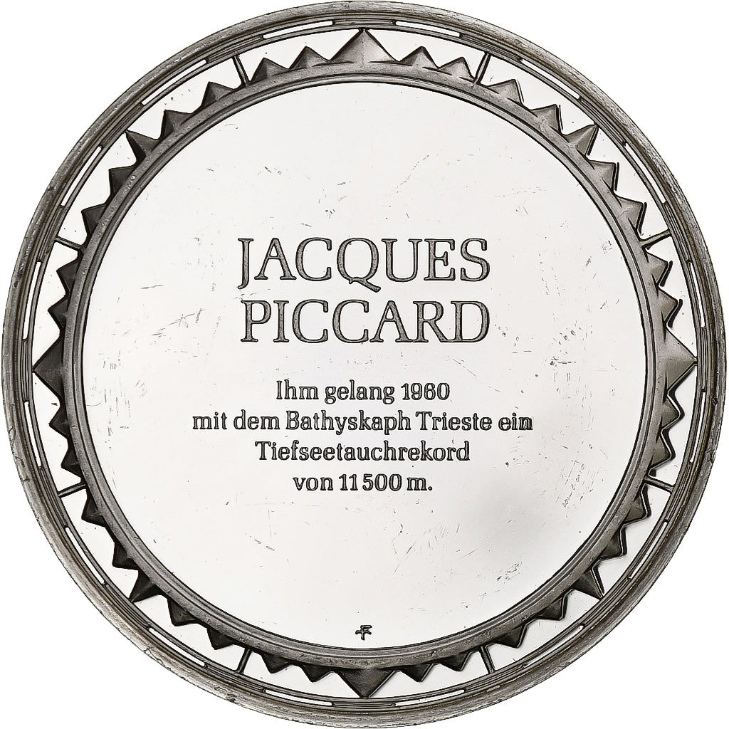 Germania, medaglia, Les Grands Explorateurs, Jacques Piccard, Argento, BB+