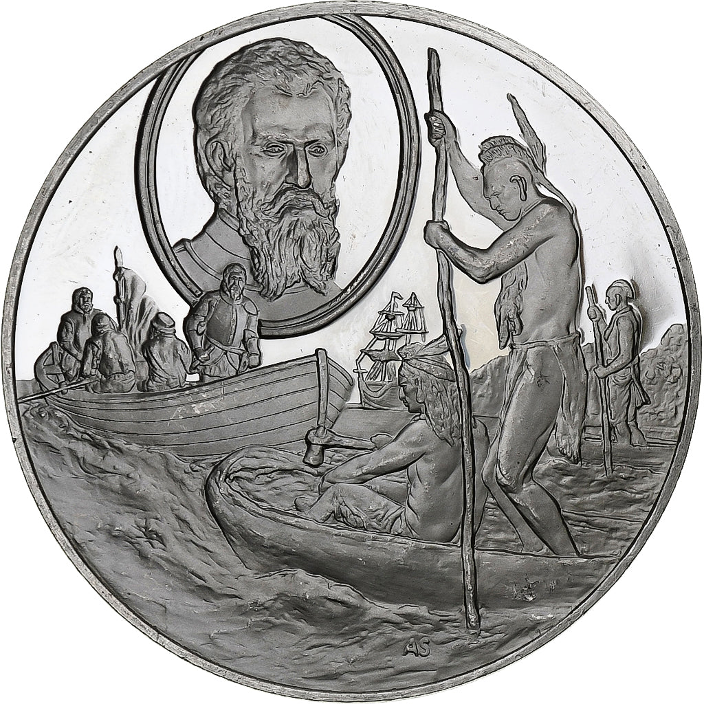 Germania, medaglia, Les Grands Explorateurs, Giovanni da Verrazano, Argento, BB+