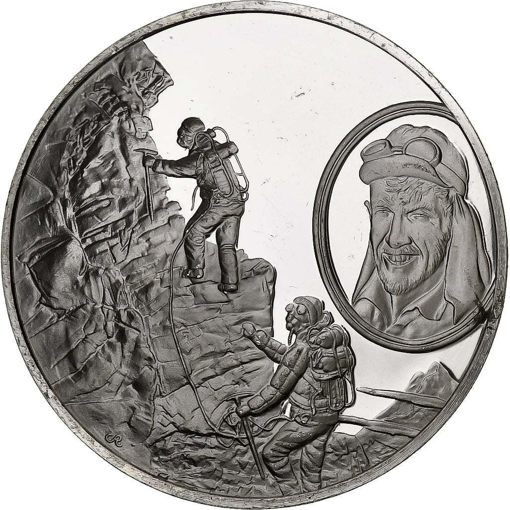 Germany, Medal, Les Grands Explorateurs, Sir Edmund Hillary, Silver, AU(50-53)