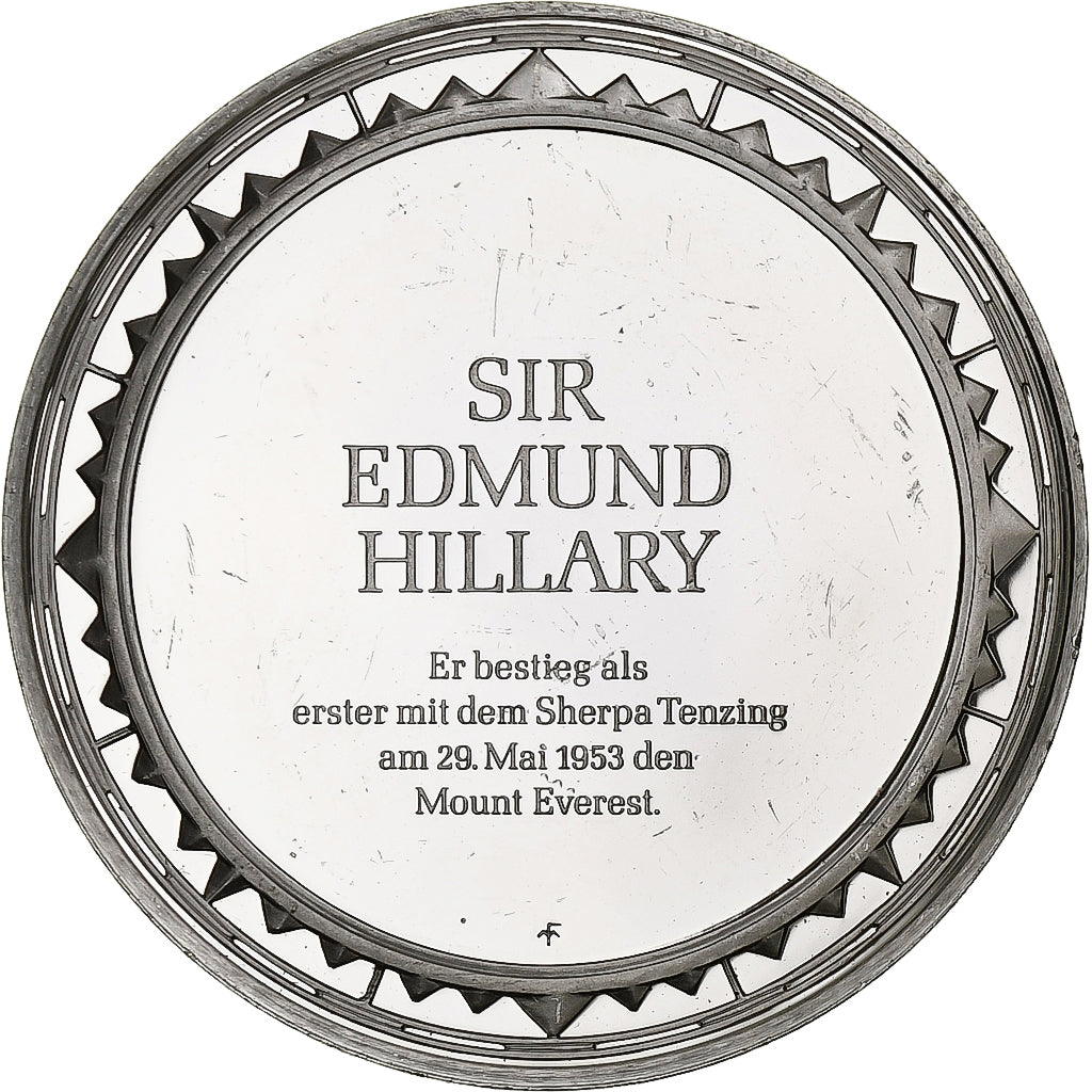 Germany, Medal, Les Grands Explorateurs, Sir Edmund Hillary, Silver, AU(50-53)