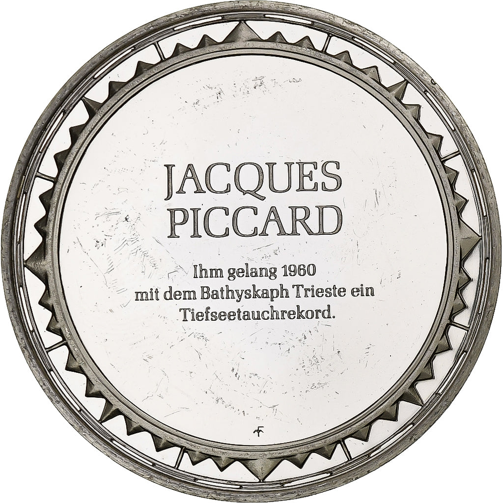 Germania, medaglia, Les Grands Explorateurs, Jacques Piccard, Argento, BB+
