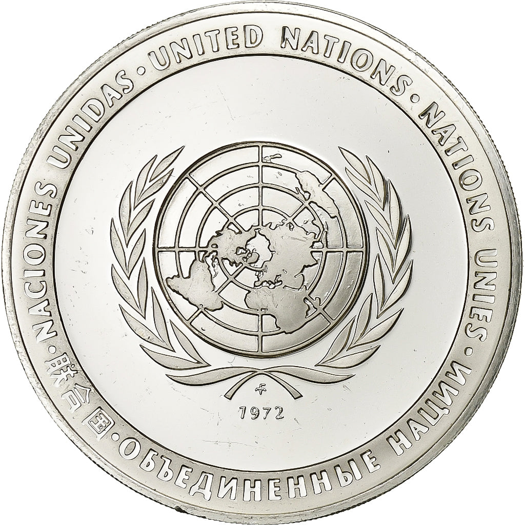 France, Medal, Nations Unies, A World United in Understanding, 1972, Silver