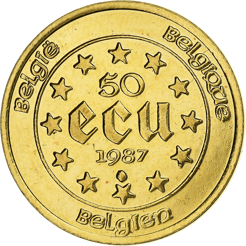 Belgique, 50 Écu, 1/2 Oz, Charles Quint, 1987, Bruxelles, BE, Or, SUP, KM:167