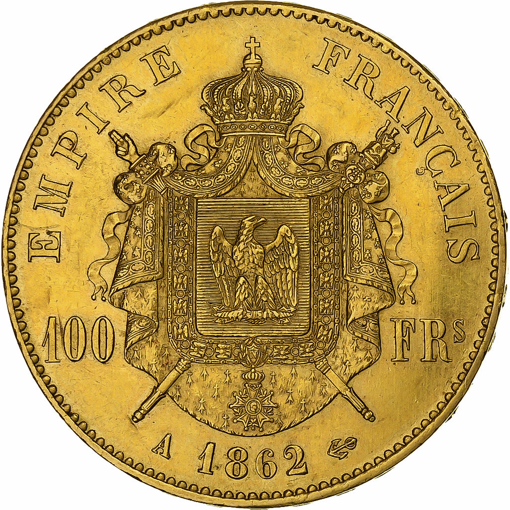 Francja, Napoleon III, 100 Francs, 1862, Paris, Złoto, AU(55-58), Gadoury:1136