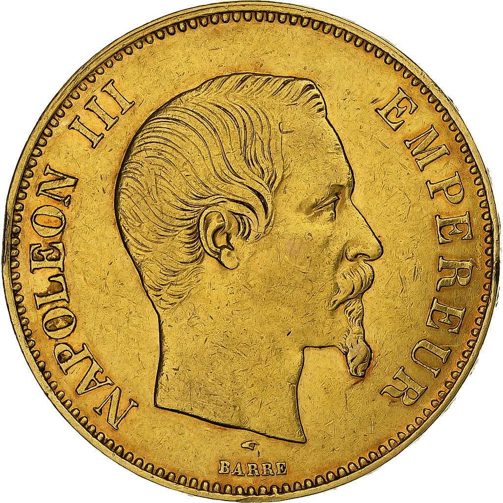 Francia, Napoleon III, 100 Francs, 1855, Paris, Oro, BB, Gadoury:1135, KM:786.1