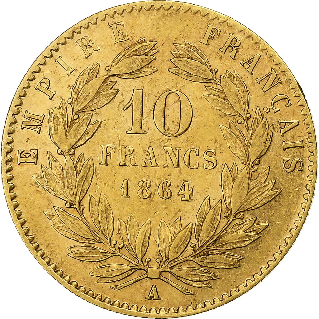 France, Napoléon III, 10 Francs, 1864, Paris, Or, TTB, Gadoury:1015, KM:800.1