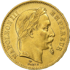 França, Napoleon III, 20 Francs, Napoléon III, 1870, Paris, Dourado