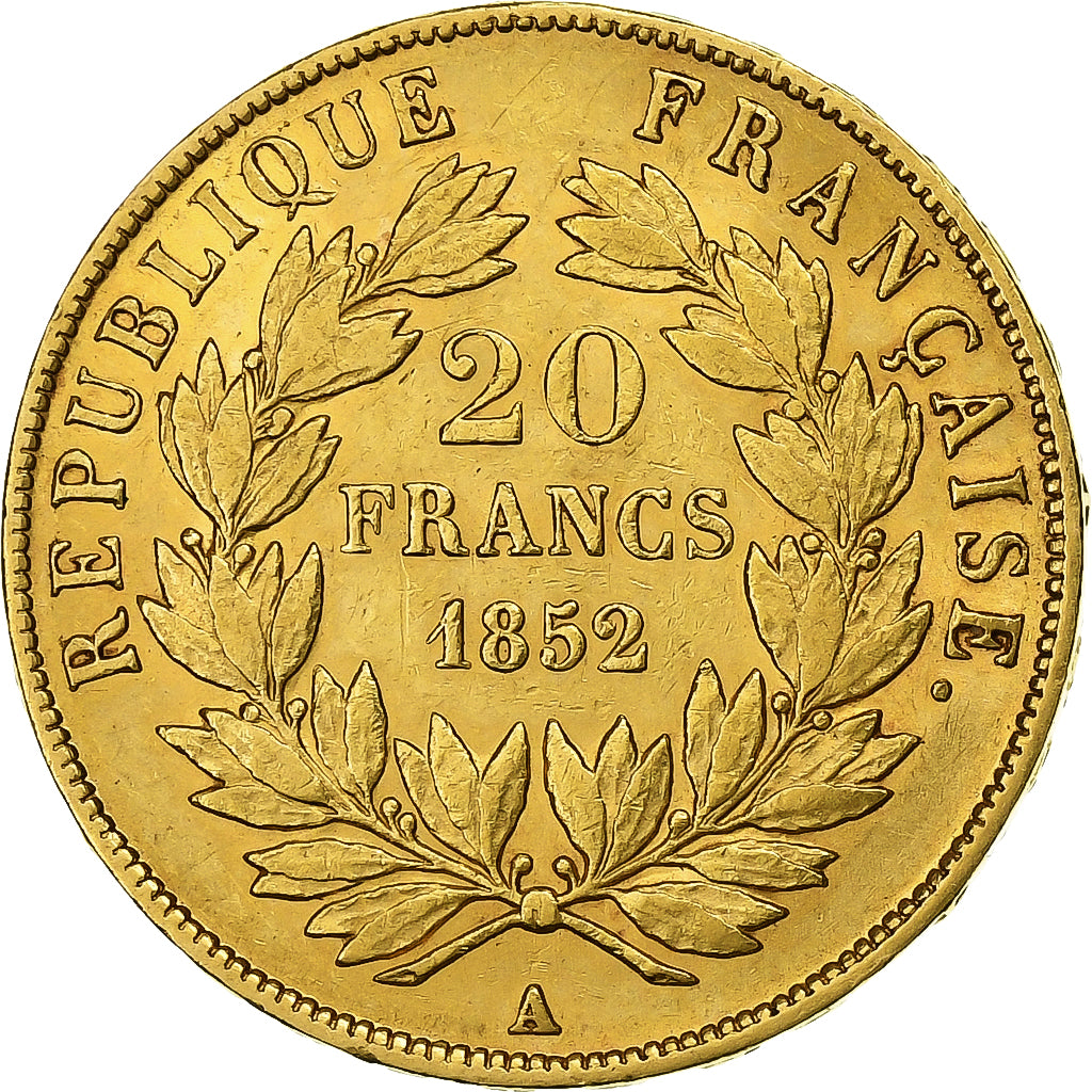 Coin, France, Napoleon III, Napoléon III, 20 Francs, 1852, Paris, AU(50-53)