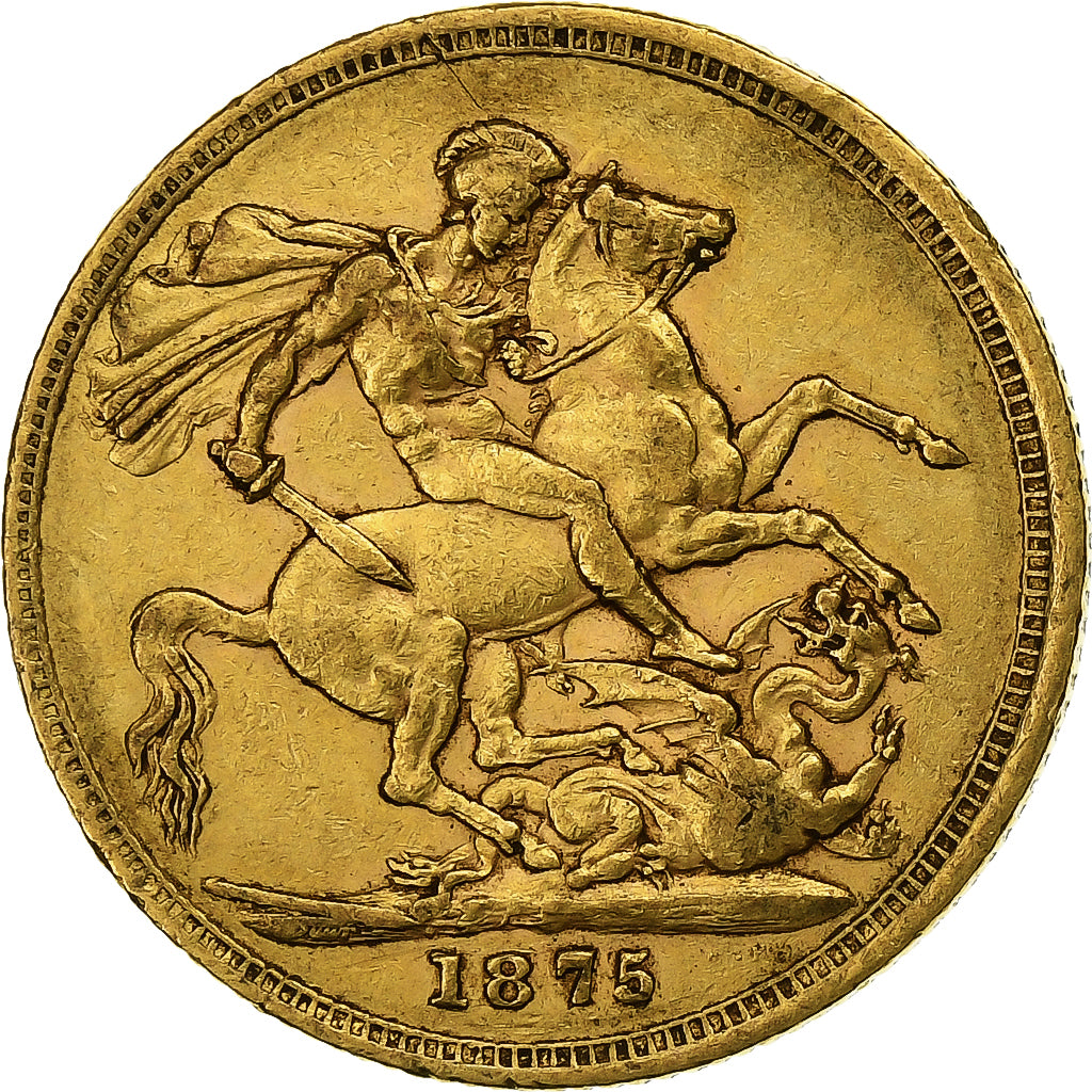 Australia, Victoria, Sovereign, 1875, Melbourne, Gold, EF(40-45), KM:7