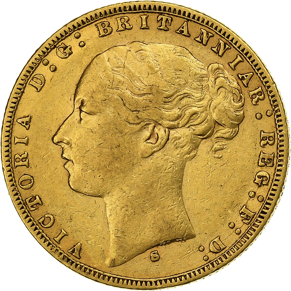 Australia, Victoria, Sovereign, 1874, Sydney, Gold, EF(40-45), KM:7