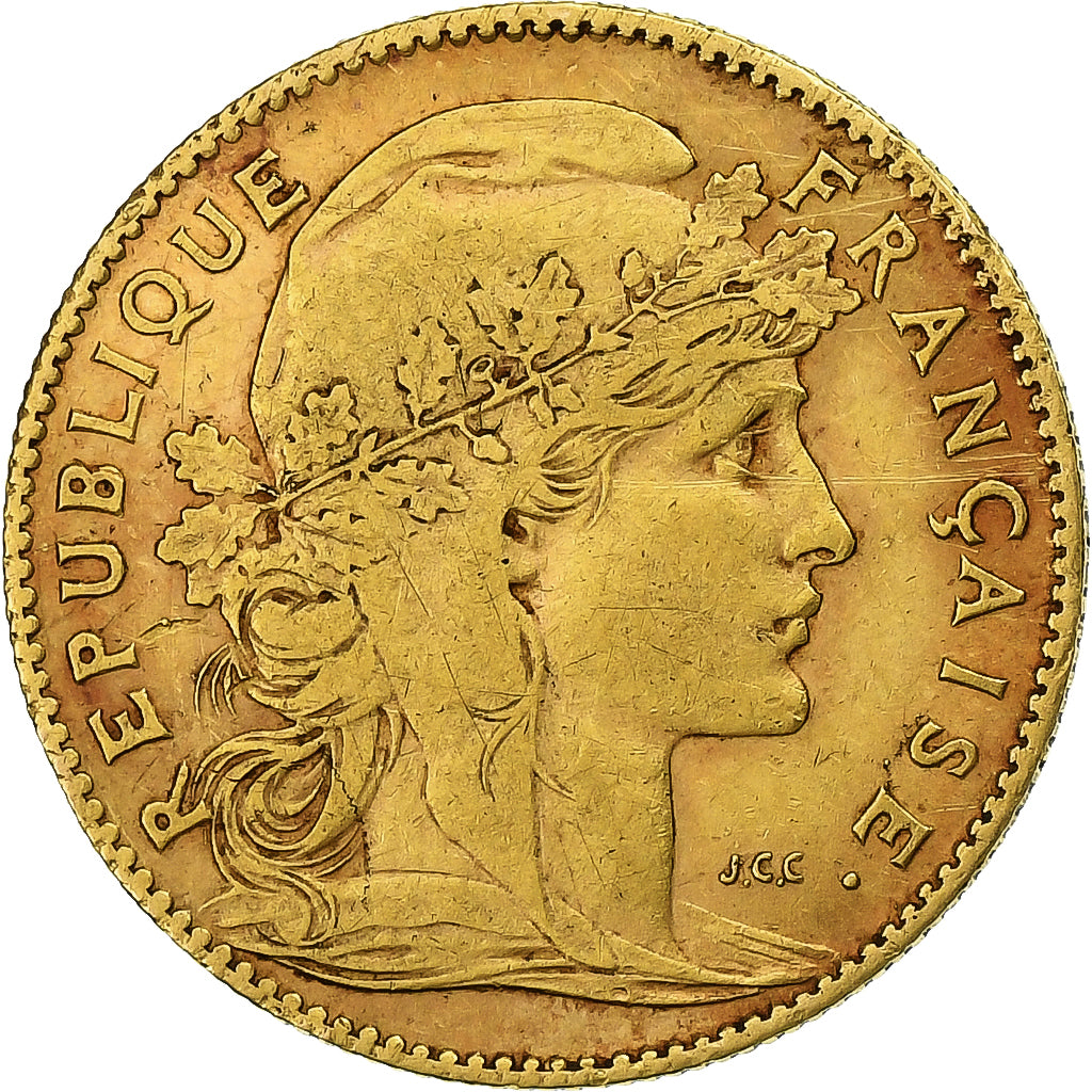 France, 10 Francs, Marianne, 1907, Paris, Gold, AU(50-53), Gadoury:1017, KM:846