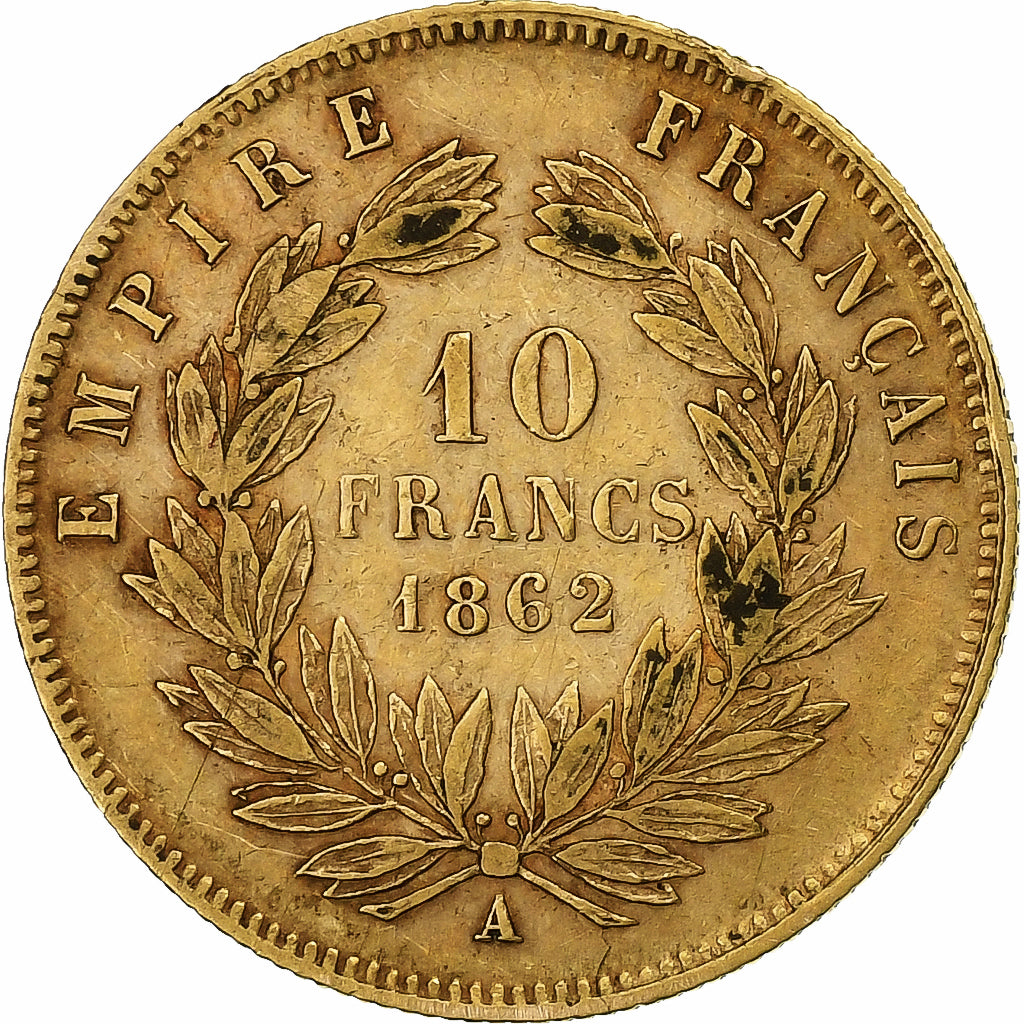 France, Napoleon III, 10 Francs, 1862, Paris, Gold, VF(30-35), Gadoury:1015