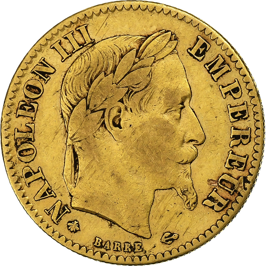 Moneda, Francia, Napoleon III, 10 Francs, 1862, Paris, BC+, Oro, KM:800.1