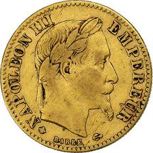 Moneda, Francia, Napoleon III, 10 Francs, 1862, Paris, BC+, Oro, KM:800.1