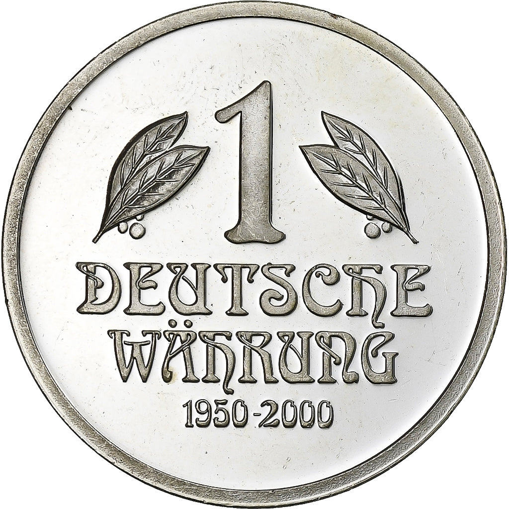 Germania, medaglia, 50 Jahrestag 1 Deutsche Münze, 2000, Argento, SPL