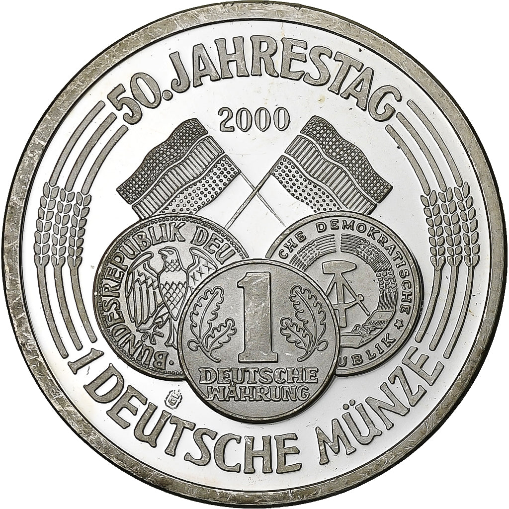 Allemagne, Médaille, 50 Jahrestag 1 Deutsche Münze, 2000, Argent, SUP+