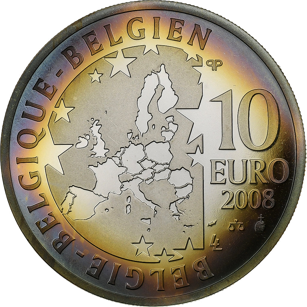 Bélgica, 10 Euro, L'Oiseau bleu, BE, colourized, 2008, Brussels, Prata